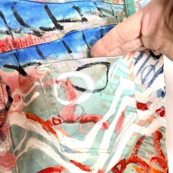 Anthropologie hand painted denim skirt 27 - Picture 6 of 8